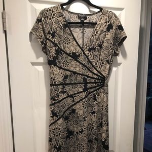 Knee length black tan slimming dress